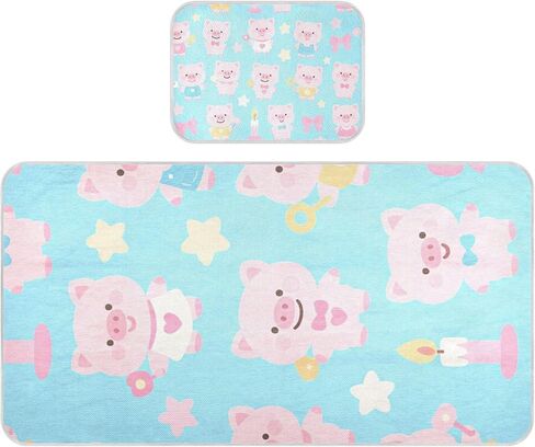 Cartoon Cute Pink Pigs Cooling Baby Waterproof Crib Mattress Protector 28" x 52" Ultra Soft Pads for Kids for Kids, Adult in Kuwait