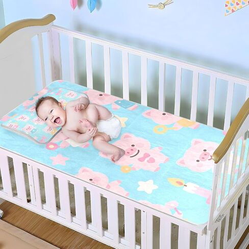 Cartoon Cute Pink Pigs Cooling Baby Waterproof Crib Mattress Protector 28" x 52" Ultra Soft Pads for Kids for Kids, Adult in Kuwait