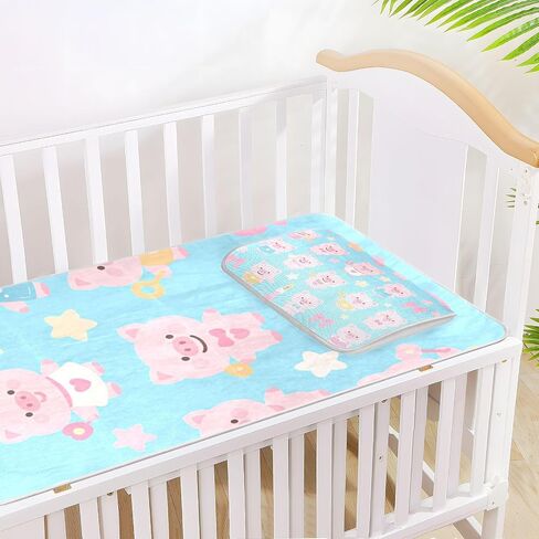 Cartoon Cute Pink Pigs Cooling Baby Waterproof Crib Mattress Protector 28" x 52" Ultra Soft Pads for Kids for Kids, Adult in Kuwait