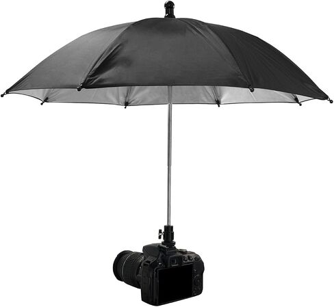 19.7" Camera Umbrella 3 Level Height Adjustable Hot Shoe Sunshade | 360° Swivel Rain Cover Protector Sunshade for Outdoor Photographing & Live Streaming, Black in Kuwait