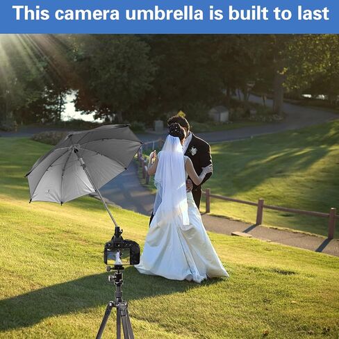 19.7" Camera Umbrella 3 Level Height Adjustable Hot Shoe Sunshade | 360° Swivel Rain Cover Protector Sunshade for Outdoor Photographing & Live Streaming, Black in Kuwait