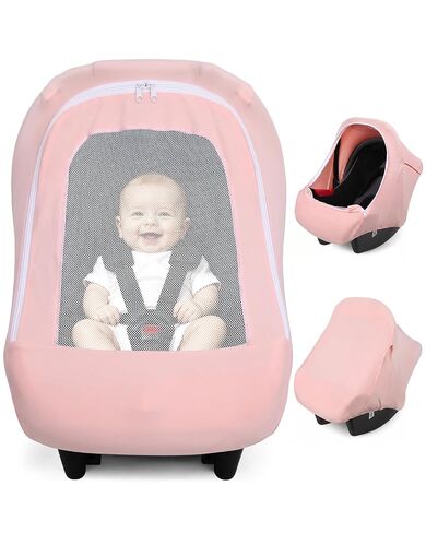 Metplus No Touch Sign Baby Car Seat Cover, Carseat Canopy with Mesh Window | Breathable Windproof Infant Carrier Stroller Covers for Girls Boys, Stretchy Universal Fit, Baby Shower Gift (Gray Ripples) in Saudi Arabia