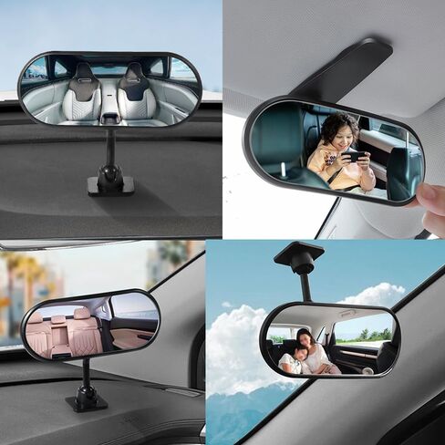 HD Car Mirror for Baby,360° Adjustable Rear View Mirrors Provides a Wide Field of Vision & Observation of the Rear Seat,Clip-on/Stick-on Convex Mirrors Baby Mirror for Car in Kuwait