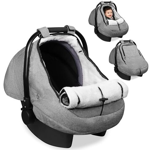Winter Car Seat Cover for Baby Girl, Infant Carseat Cover with Plush Lining | Waterproof & Windproof Design, Dual Zippers, Breathable Ventilation, Universal Fit, Cozy Protection for Baby Travel(Pink) in Kuwait