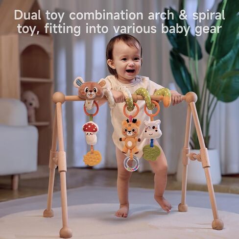 TUMAMA Bear Spiral Activity Stroller Arch Toy for Babies 0 3 4 6 Month | Including 3Pcs Hanging Toys and a Spiral Toy, Detachable Adjustable Clips, Suitable for Stroller Car Seat and Bassinets Crib in Kuwait