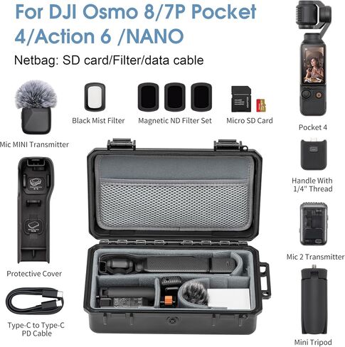 Carrying Travel Hard Case for Insta360 Luna Ultra Pocket 4 Pro Accessories | For DJI Osmo Pocket 4 3 4P Creator Combo /For Xtra Muse Accessories DIY Waterproof Carrying Bag Vlogging (Case Only) in Kuwait