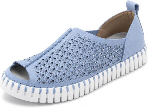 Ilse Jacobsen Women's Tulip 9377 Open-Toe Slip-On Flat | Lightweight Comfort Shoe | Breathable Laser-Cut Upper | Flexible Rubber Sole in Kuwait