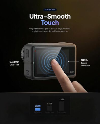 Screen Protector+ Lens Protector for DJI Action 6, 9H Tempered Glass | 2 Lens + 2 Front + 2 Rear + Lens Caps + ABS Box. 9H Hardness, Anti-Scratch, Anti-Bubble, HD Clarity, Anti-Fingerprint in Kuwait