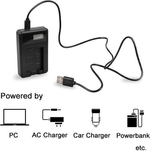 LCD USB Travel Battery Charger for Panasonic HC-VX870K, HC-VX980M, HC-VX981K, HC-VX985M, HC-VX870M, HC-VX870EP-K Ultra HD 4k Camcorder in Kuwait