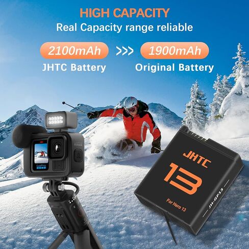 2 Packs Replacement Batteries for Gopro Hero 13 Battery 2100mAh and LED USB Quick Battery Charger Hub, Replacement Battery Pack Charger Accessories for Gopro Hero 13 in Kuwait