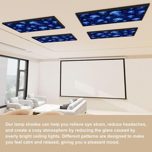 4 Pack Fluorescent Light Covers Blue jellyfishes Swimming Underwater Seamless Ocean Animals Theme Decorative Magnetic Ceiling Covers Light Shade Panel for Classroom Office 4 x 2 ft in Kuwait