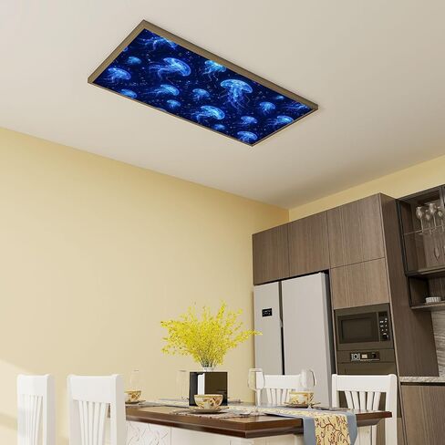 4 Pack Fluorescent Light Covers Blue jellyfishes Swimming Underwater Seamless Ocean Animals Theme Decorative Magnetic Ceiling Covers Light Shade Panel for Classroom Office 4 x 2 ft in Kuwait
