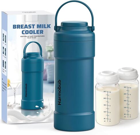 23oz Portable Breast Milk Cooler, Breastmilk Chiller for Travel, Large Capacity Cooler with 360° Cooling for 24H Safe Storage, with 2 Baby Bottles, Breastmilk Storage for Outdoor Working in Kuwait