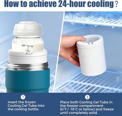 23oz Portable Breast Milk Cooler, Breastmilk Chiller for Travel, Large Capacity Cooler with 360° Cooling for 24H Safe Storage, with 2 Baby Bottles, Breastmilk Storage for Outdoor Working in Kuwait