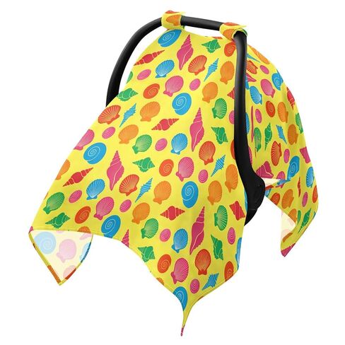 Sun Cover for Stroller Breathable Stroller Shade Extender, Protects from Dust and Snow Yellow Seashell Beach in Kuwait