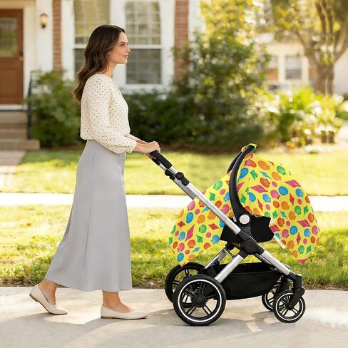 Sun Cover for Stroller Breathable Stroller Shade Extender, Protects from Dust and Snow Yellow Seashell Beach in Kuwait