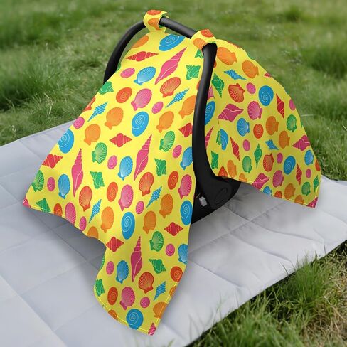 Sun Cover for Stroller Breathable Stroller Shade Extender, Protects from Dust and Snow Yellow Seashell Beach in Kuwait