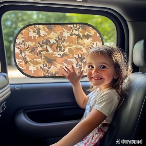Orange Camo Car Shade for Baby Sun Protection 2 Pieces Sun Visor for Kids Easy Install Keep Cool Blocker Foldable Mesh Car Shades for Back Windows Baby Universal Fit SUV Bus Truck (Deer) in Kuwait