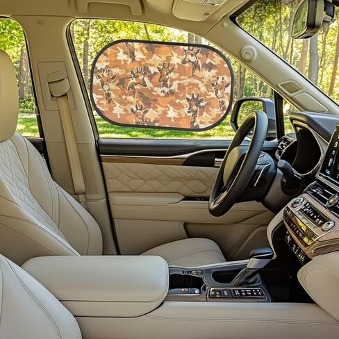 Orange Camo Car Shade for Baby Sun Protection 2 Pieces Sun Visor for Kids Easy Install Keep Cool Blocker Foldable Mesh Car Shades for Back Windows Baby Universal Fit SUV Bus Truck (Deer) in Kuwait