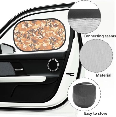 Orange Camo Car Shade for Baby Sun Protection 2 Pieces Sun Visor for Kids Easy Install Keep Cool Blocker Foldable Mesh Car Shades for Back Windows Baby Universal Fit SUV Bus Truck (Deer) in Kuwait