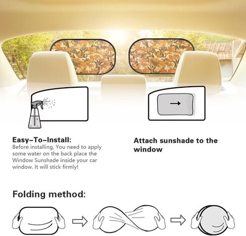 Orange Camo Car Shade for Baby Sun Protection 2 Pieces Sun Visor for Kids Easy Install Keep Cool Blocker Foldable Mesh Car Shades for Back Windows Baby Universal Fit SUV Bus Truck (Deer) in Kuwait