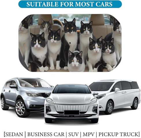 Cats in Car Seat Cover Car Sunshade Umbrella 52.4"x28.3",General Lightweight Portable Heat UV Protection Foldable Sun Visor Protector for Cars Trucks SUV Decor Accessories Gifts in Kuwait