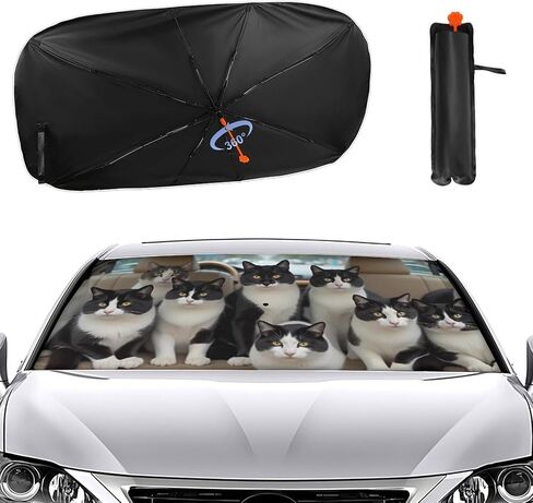 Cats in Car Seat Cover Car Sunshade Umbrella 52.4"x28.3",General Lightweight Portable Heat UV Protection Foldable Sun Visor Protector for Cars Trucks SUV Decor Accessories Gifts in Kuwait