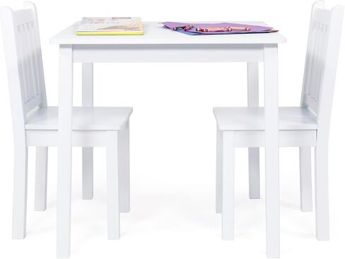 Humble Crew Toddler Table and Chair Set for Kids, Wood Activity Furniture | Sturdy 3 piece playroom or bedroom desk, perfect size for crafts, snacks, homework, and learning, includes 2 matching seats in Kuwait