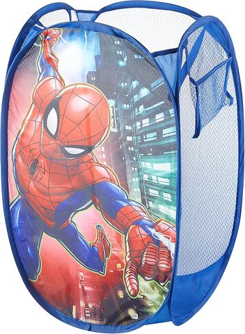 Marvel Spider-Man Pop-Up Hamper for Kids, Collapsible Laundry Basket with Durable Carry Handles, Lightweight Portable Clothes Hamper & Storage Bin for Bedroom, Playroom & Bathroom, Blue in Kuwait