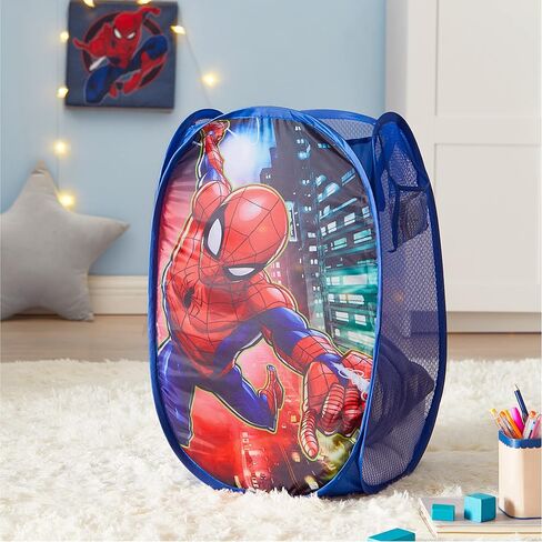 Marvel Spider-Man Pop-Up Hamper for Kids, Collapsible Laundry Basket with Durable Carry Handles, Lightweight Portable Clothes Hamper & Storage Bin for Bedroom, Playroom & Bathroom, Blue in Kuwait