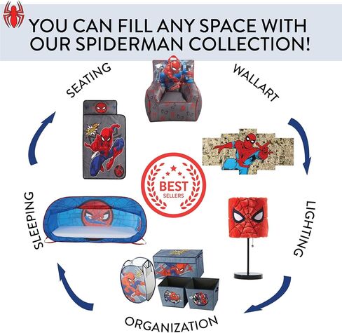 Marvel Spider-Man Pop-Up Hamper for Kids, Collapsible Laundry Basket with Durable Carry Handles, Lightweight Portable Clothes Hamper & Storage Bin for Bedroom, Playroom & Bathroom, Blue in Kuwait