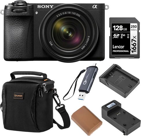 Sony Alpha 6700 APS-C Camera with 18-135mm Zoom Lens Bundle, 26MP Sensor, 4K Video, AI Subject Recognition, Log Shooting, LUT Handling, Bag, Charger & 1-Year Warranty in Kuwait