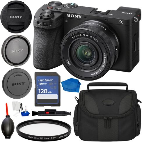 Sony Alpha a6700 Mirrorless Camera with 16-50mm f/3.5-5.6 II Lens Bundle – 128GB Memory Card, UV Filter, Camera Bag, Tripod Cleaning Kit, Microfiber Cloth – Content Creator Kit (Renewed) in Kuwait
