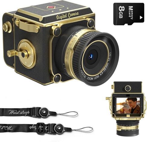 Vintage Digital Camera - Retro Portable Point and Shoot Decorative Design Camera - Compact Autofocus Small Camera 2.7K Video 56MP for Beginners Kids Teens in Kuwait