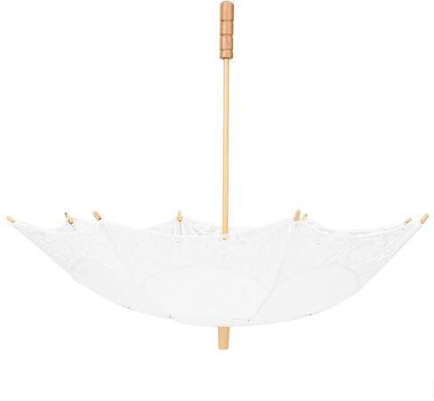 MAVIS LAVEN Bridal Lace Umbrella Wedding Photography Prop Elegant Wedding Accessory Graceful Lace Canopy with Wooden Handle for Bridal Party Photo in Kuwait