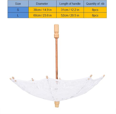 MAVIS LAVEN Bridal Lace Umbrella Wedding Photography Prop Elegant Wedding Accessory Graceful Lace Canopy with Wooden Handle for Bridal Party Photo in Kuwait