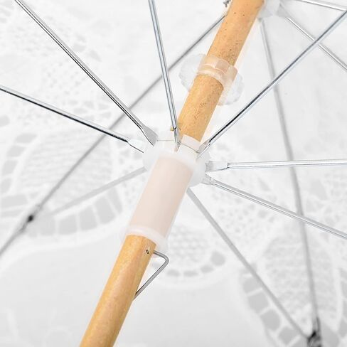 MAVIS LAVEN Bridal Lace Umbrella Wedding Photography Prop Elegant Wedding Accessory Graceful Lace Canopy with Wooden Handle for Bridal Party Photo in Kuwait