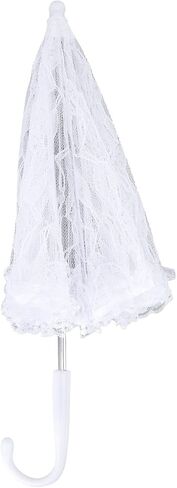 Vintage White Lace Parasol Umbrella Elegant Bridal Wedding Accessory with J Handle for Wedding Photography Prom Decor in Kuwait