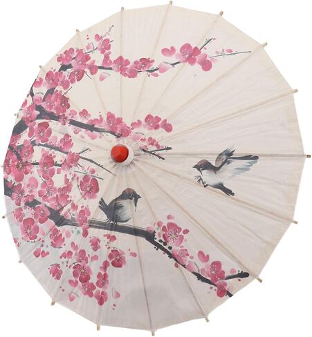 Aramox Handmade Chinese Oil Paper Umbrella with Classical Plum Painting Wood Handle for Wedding Photography Party Performance in Kuwait