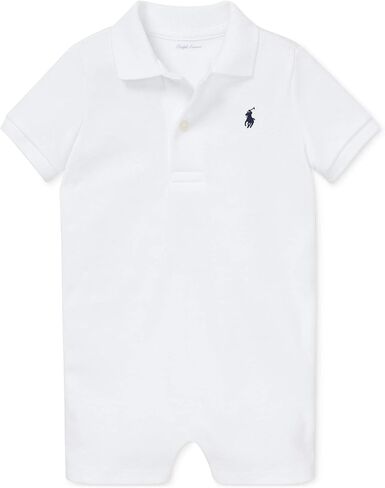 POLO RALPH LAUREN Baby Boys Cotton Interlock Polo Shortall (White(4002)/Black, 12 Months) in Kuwait