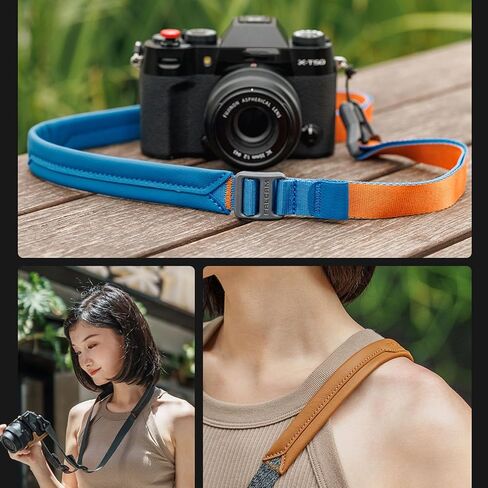 EACHSHOT FALCAM Premium Quick Release Camera Shoulder Strap Lite V2- Genuine Leather 18-Strand Dyneema,60kg Load, Tangle-Free Design with Wear Warning for Camera for Photographers (Blue) in Kuwait