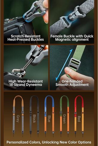 EACHSHOT FALCAM Premium Quick Release Camera Shoulder Strap Lite V2- Genuine Leather 18-Strand Dyneema,60kg Load, Tangle-Free Design with Wear Warning for Camera for Photographers (Blue) in Kuwait