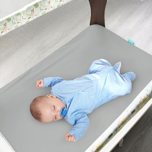 Pack and Play Sheets Waterproof 2 Pack for Baby Boys Girls Fitted | Compatible with Baby Graco/Dream On Me/Baby Trend/Pamo Babe Pack n Play/Playard and Other Playpen Mattress, 38" X 26" in Kuwait