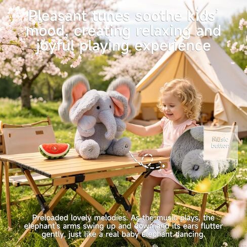 TUMAMA Peek A Boo Elephant, Musical Baby Plush with Moving Ears & Feeding | Singing Elephant Plush Toy with Moving Ears & Arm, Musical Stuffed Animal for Babies and Toddlers in Kuwait