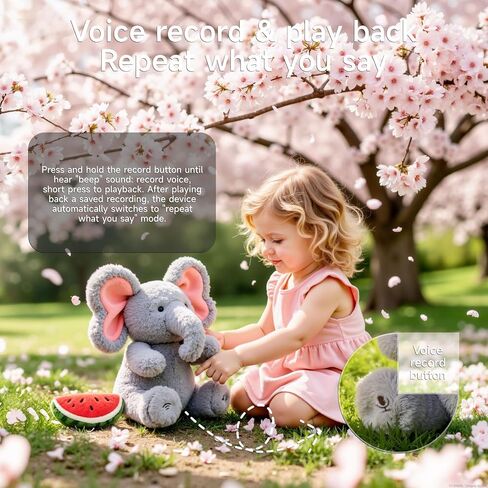 TUMAMA Peek A Boo Elephant, Musical Baby Plush with Moving Ears & Feeding | Singing Elephant Plush Toy with Moving Ears & Arm, Musical Stuffed Animal for Babies and Toddlers in Kuwait