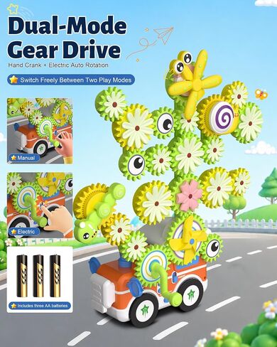 Toddler Toys Montessori Musical Train Set Gear Building Toys | Montessori Toys for Toddlers Electric Rotating Gear Learning Toys with Lights, DIY Creative Toys for 3 4 5 6 Years Old in Kuwait