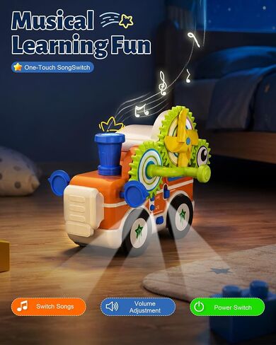 Toddler Toys Montessori Musical Train Set Gear Building Toys | Montessori Toys for Toddlers Electric Rotating Gear Learning Toys with Lights, DIY Creative Toys for 3 4 5 6 Years Old in Kuwait