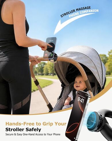 [2026 Upgraded] 3-IN-1 Stroller Phone Holder for MagSafe with Folding Arm, Magnetic Phone Mount & Strap, Accessories for Mom on Stroller Walk or Strides, Fits Nuna, Doona, Graco, Wagon for iPhone in Kuwait