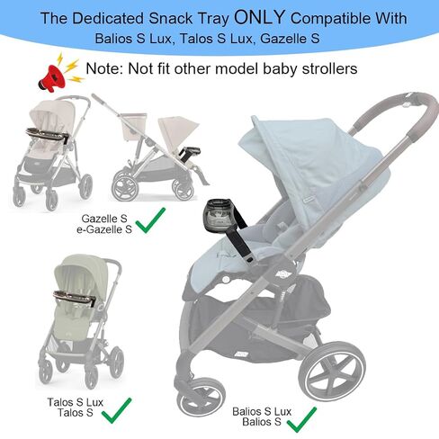 Stroller Snack Tray Compatible with Cybex Balios,Gazelle, Talos Series Prams - BPA-Free Tritan Baby Travel Tray, 360° Swivel for Easy Access, Folds with Stroller, Easy Clean | On-the-go dining table for little foodies in Kuwait