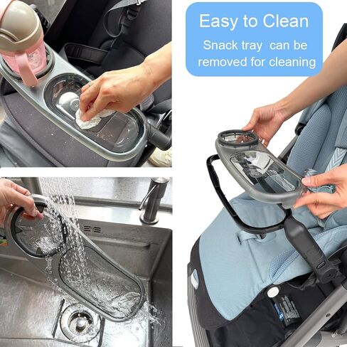 Stroller Snack Tray Compatible with Cybex Balios,Gazelle, Talos Series Prams - BPA-Free Tritan Baby Travel Tray, 360° Swivel for Easy Access, Folds with Stroller, Easy Clean | On-the-go dining table for little foodies in Kuwait